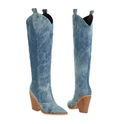 Bottes longues en jean de luxe