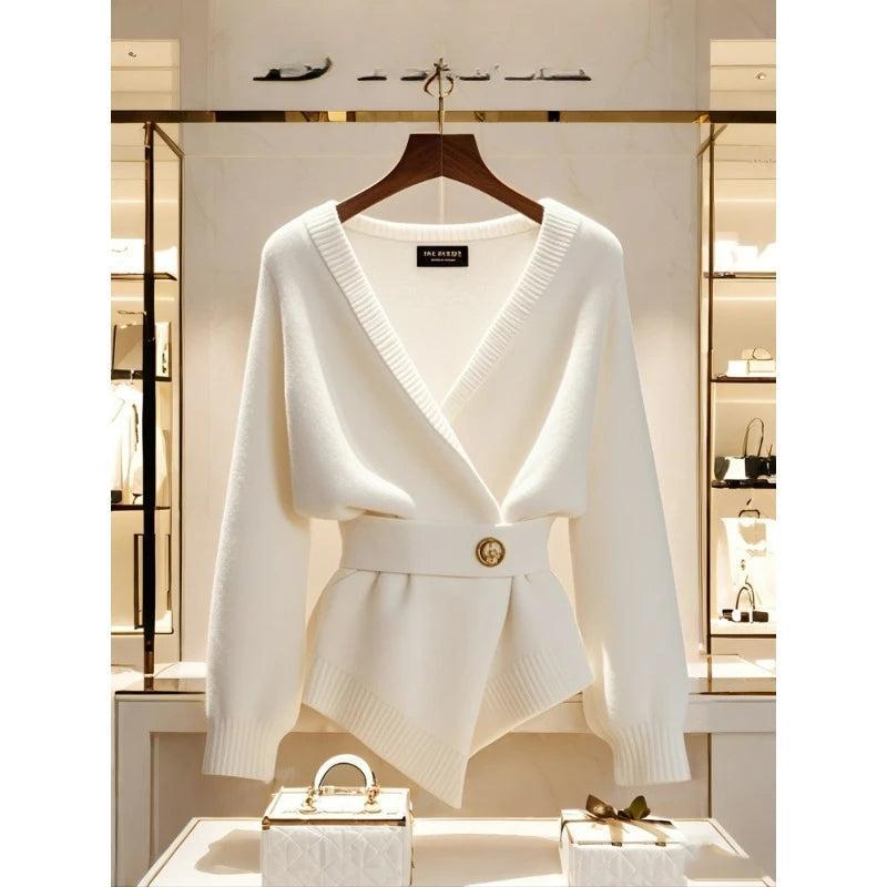 Gilet vintage en maille à manches longues et uni