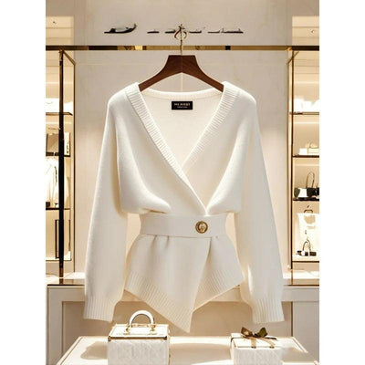 Gilet vintage en maille à manches longues et uni