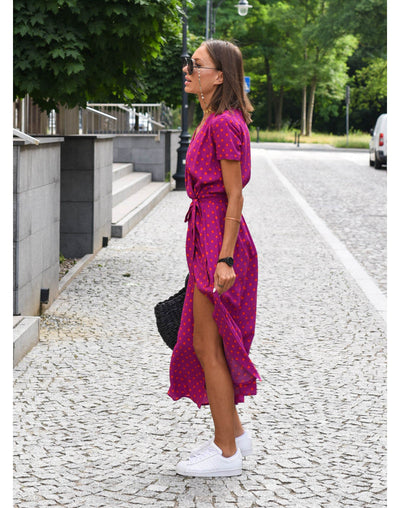 Alina – Robe Midi Cache-Cœur Fleurie