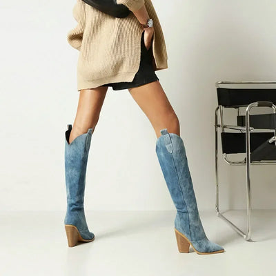 Bottes longues en jean de luxe