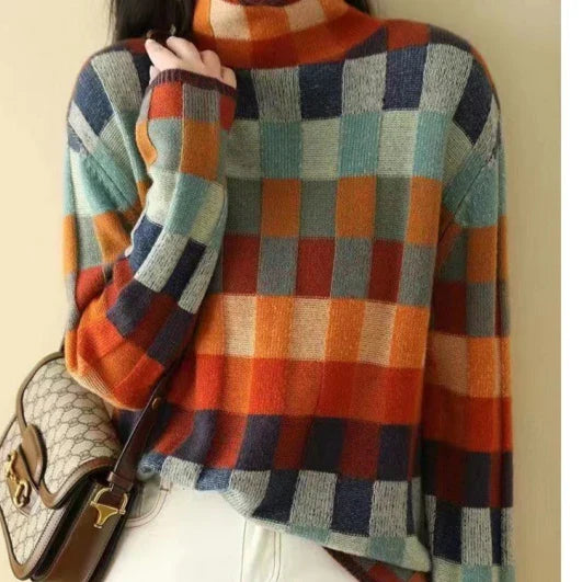 Pull en laine à carreaux Romy