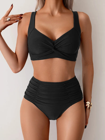 Nicoletta | Bikini Bandeau en Tissu Froncé