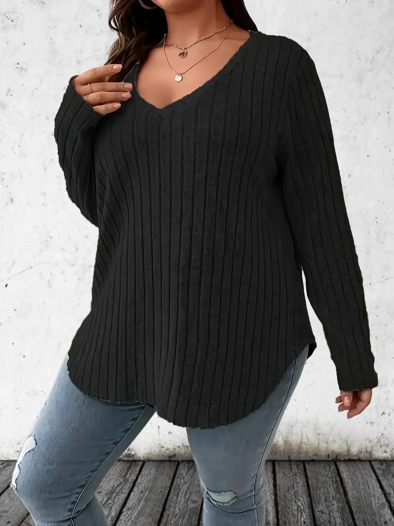 Pull Col V grande taille 1XL-5XL