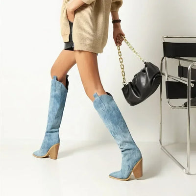 Bottes longues en jean de luxe