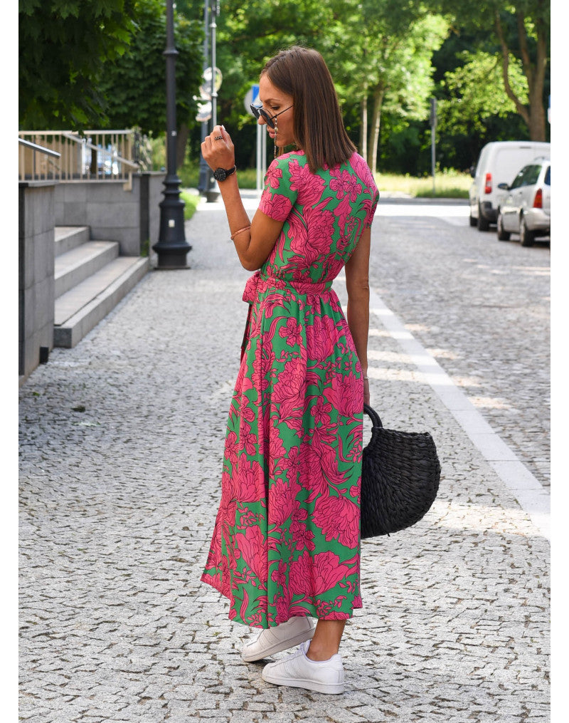 Alina – Robe Midi Cache-Cœur Fleurie