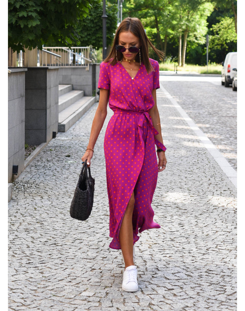Alina – Robe Midi Cache-Cœur Fleurie
