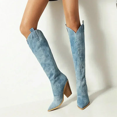 Bottes longues en jean de luxe
