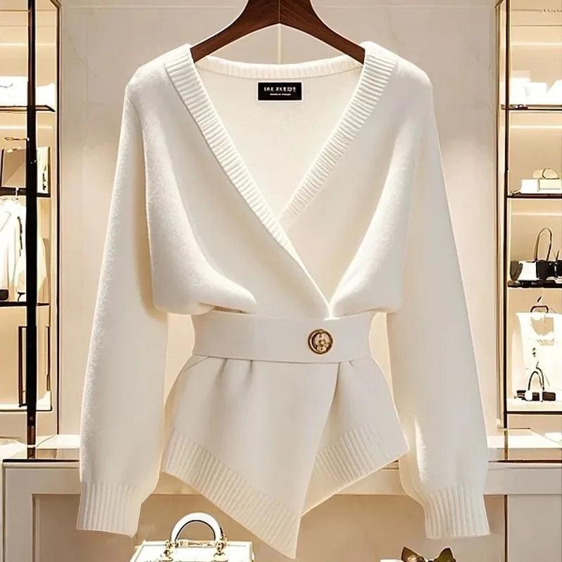 Gilet vintage en maille à manches longues et uni