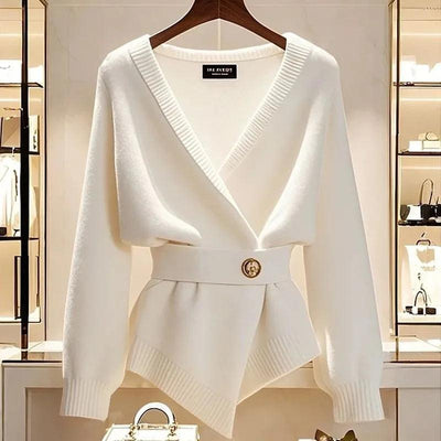 Gilet vintage en maille à manches longues et uni