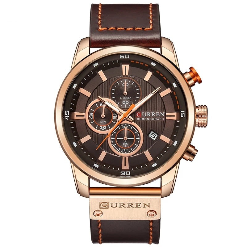 Montre en quartz élégante avec bracelet en cuir