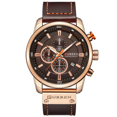 Montre en quartz élégante avec bracelet en cuir