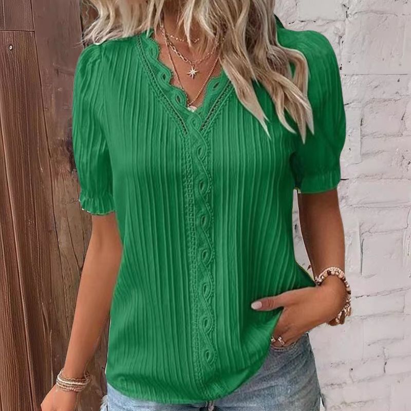 Lunea™ T-shirt en chiffon à col en V en dentelle