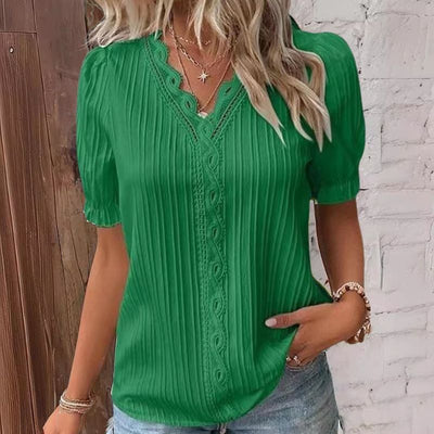 Lunea™ T-shirt en chiffon à col en V en dentelle