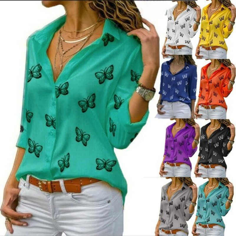 Blouse à revers avec imprimé papillon Sophie™