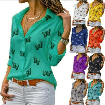 Blouse à revers avec imprimé papillon Sophie™
