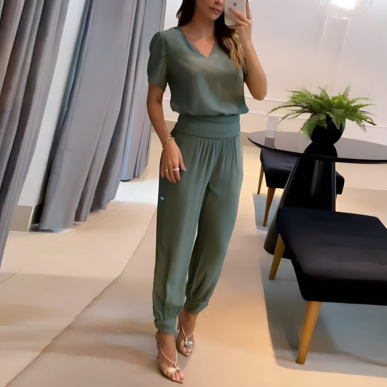 Alexandra | Ensemble avec blouse et pantalon