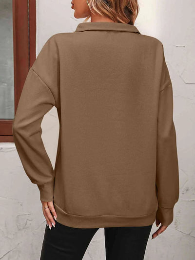 Sweat-shirt à Fermeture Éclair avec Épaules Tombantes