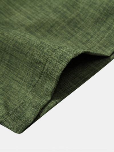 Chemise à manches courtes avec col chinois et pantalons en lin à pattes droites
