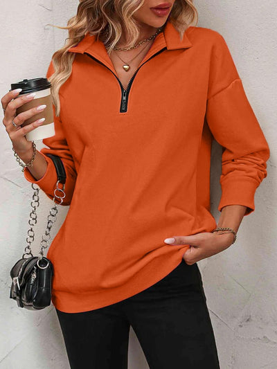 Sweat-shirt à Fermeture Éclair avec Épaules Tombantes
