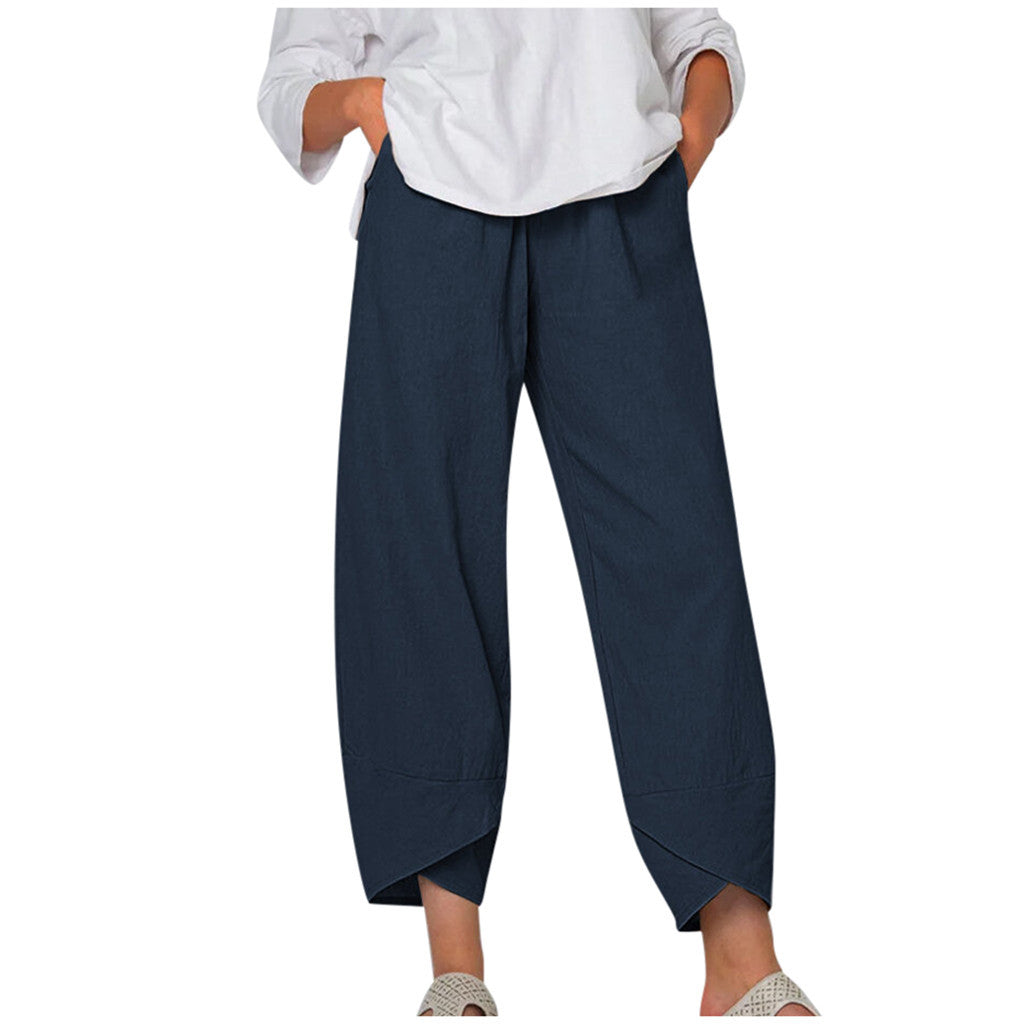 Pantalon Court en Coton-Lin Noira™