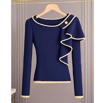 Pull en maille bleu frais à manches longues