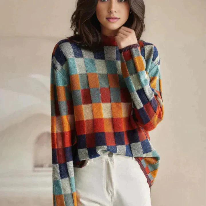 Pull en laine à carreaux Romy
