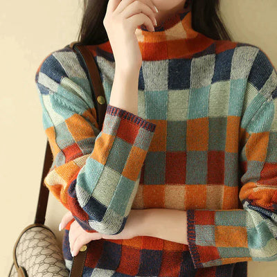 Pull en laine à carreaux Romy