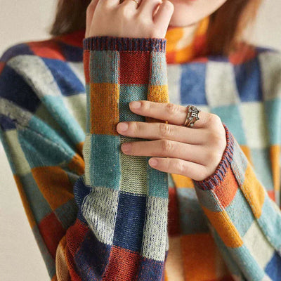 Pull en laine à carreaux Romy