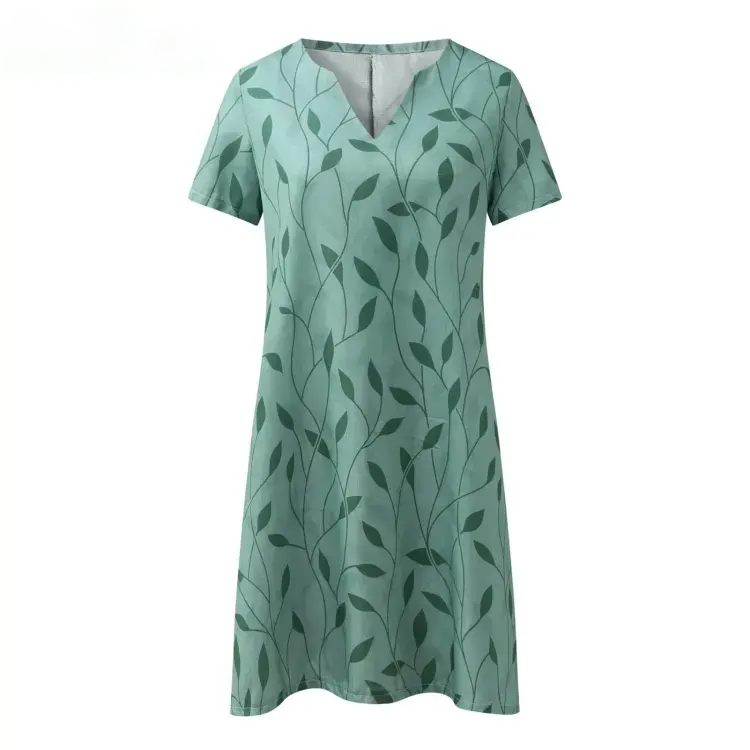 Deniel – Robe trapèze à col en V imprimé