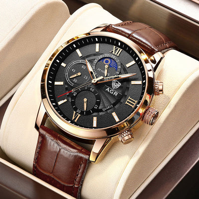 Montre en quartz en cuir luxueux