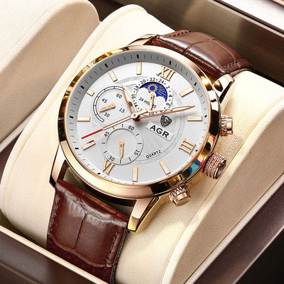 Montre en quartz en cuir luxueux
