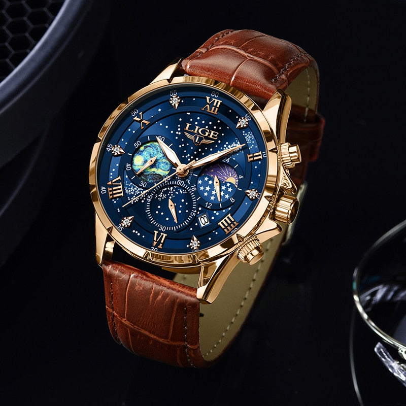 Montre élégante à phase de lune