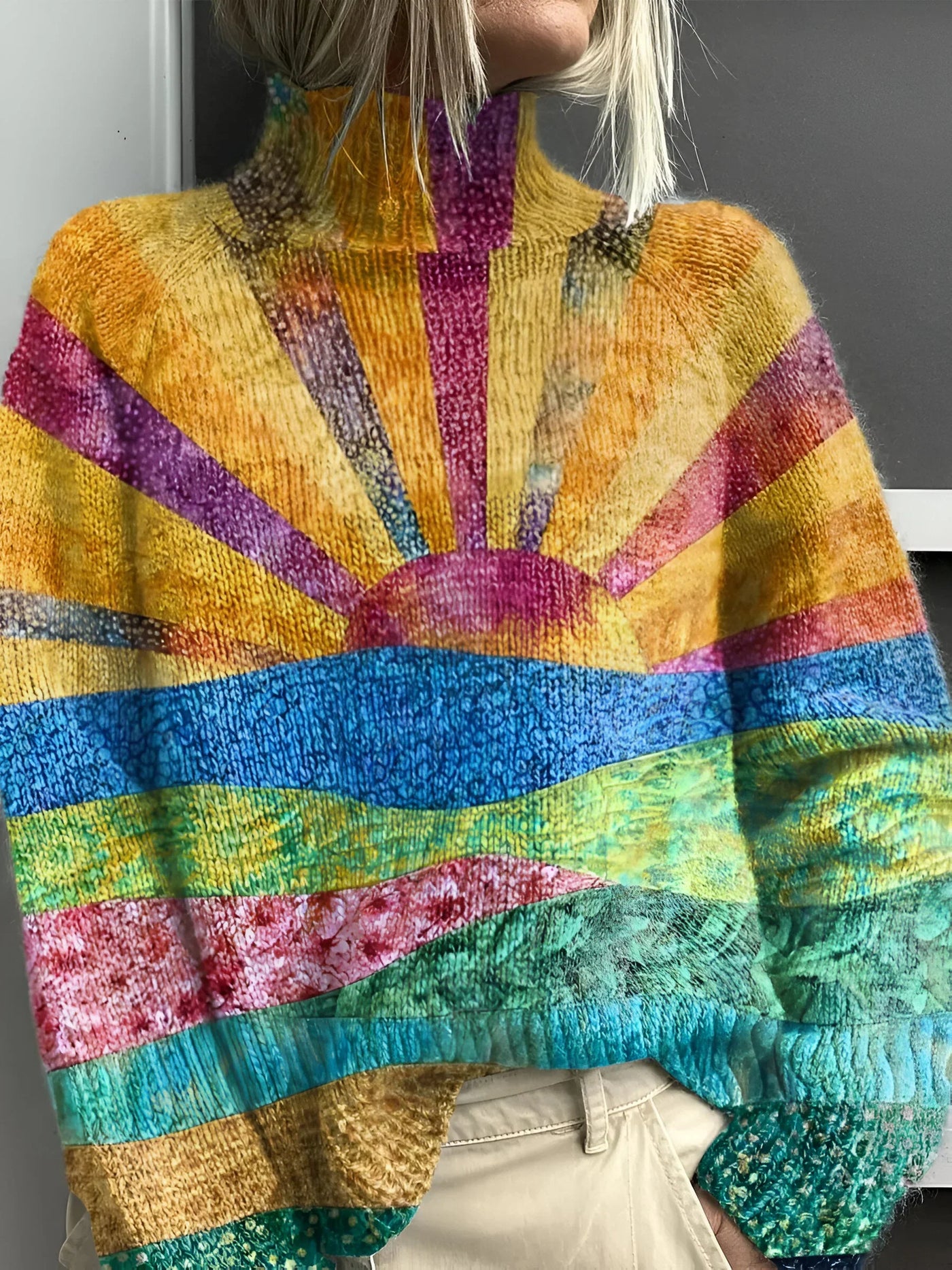 Noortje - Pullover à col roulé coloré et joyeux