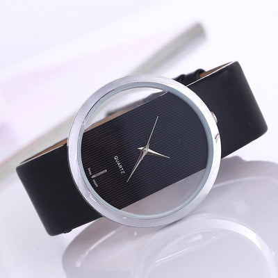 Montre en quartz élégante avec cadran transparent