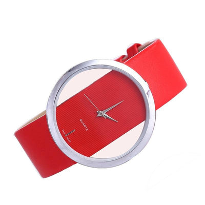 Montre en quartz élégante avec cadran transparent