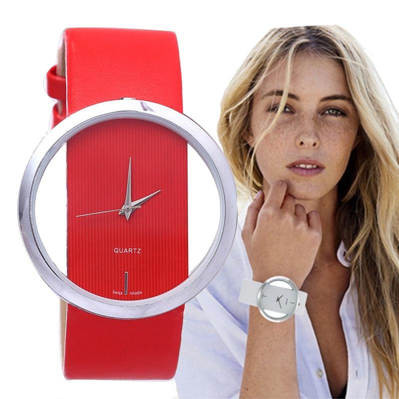 Montre en quartz élégante avec cadran transparent