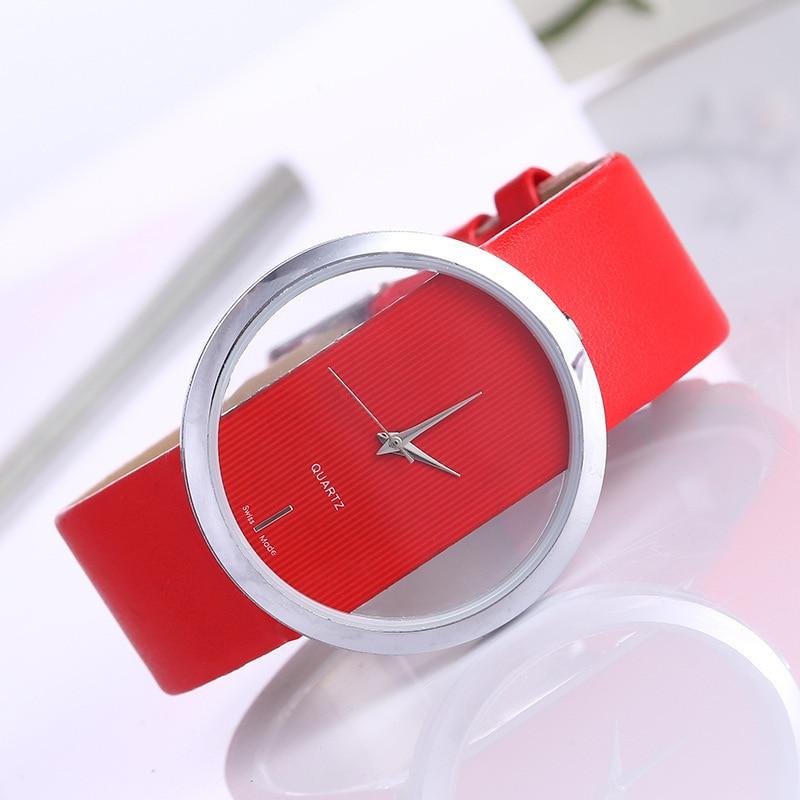 Montre en quartz élégante avec cadran transparent