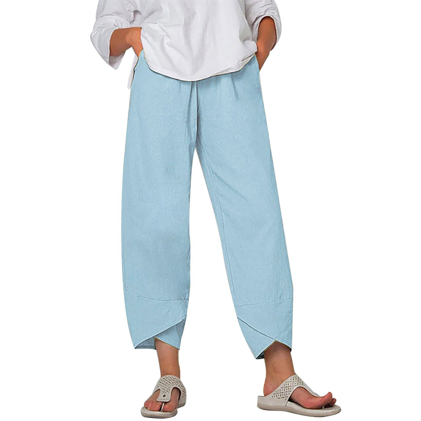 Pantalon Court en Coton-Lin Noira™
