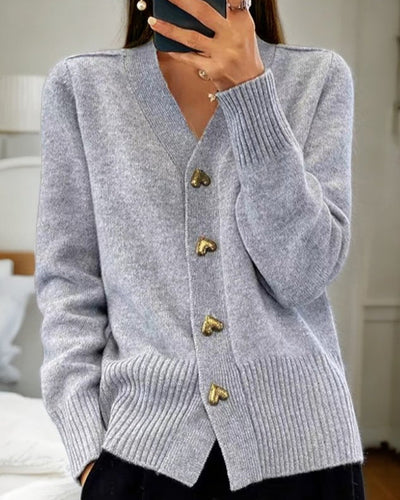 Cardigan avec boutons en forme de cœur - Chic et raffiné