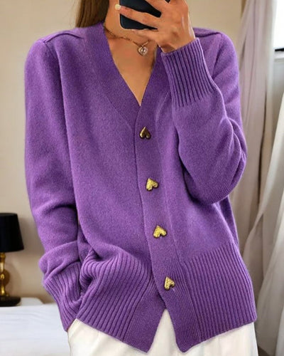 Cardigan avec boutons en forme de cœur - Chic et raffiné