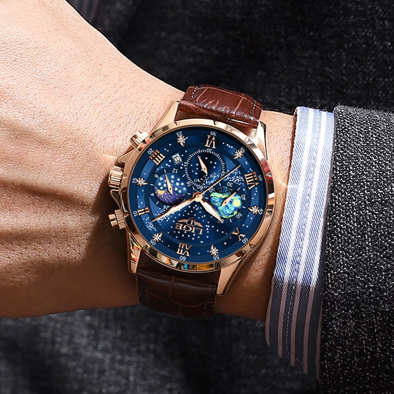 Montre élégante à phase de lune