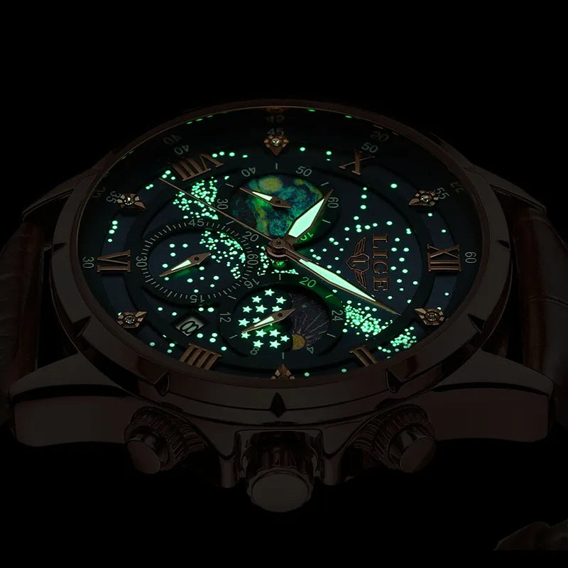 Montre élégante à phase de lune